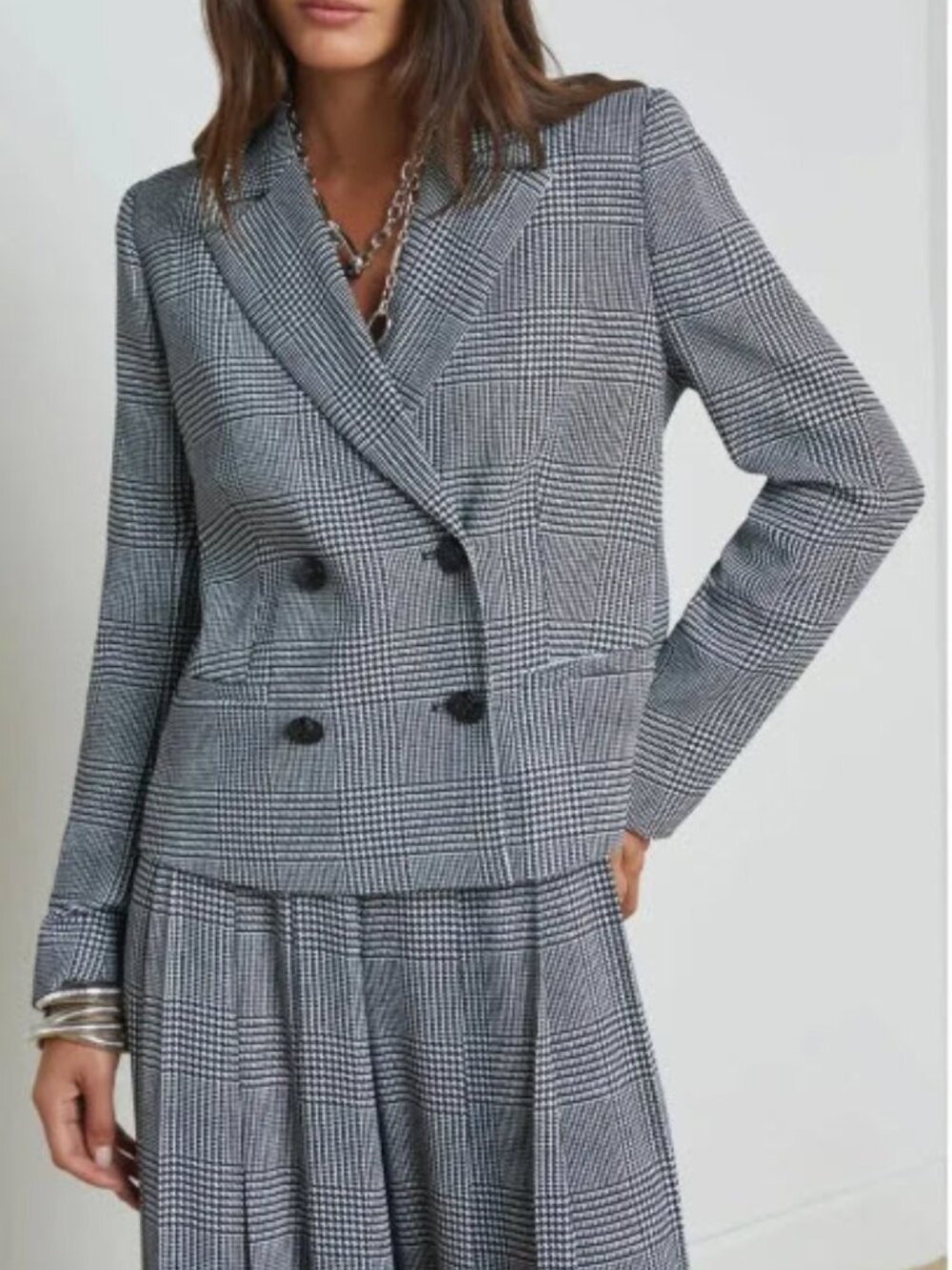 NWT L'Agence Houndstooth Plaid Blazer - Size 2